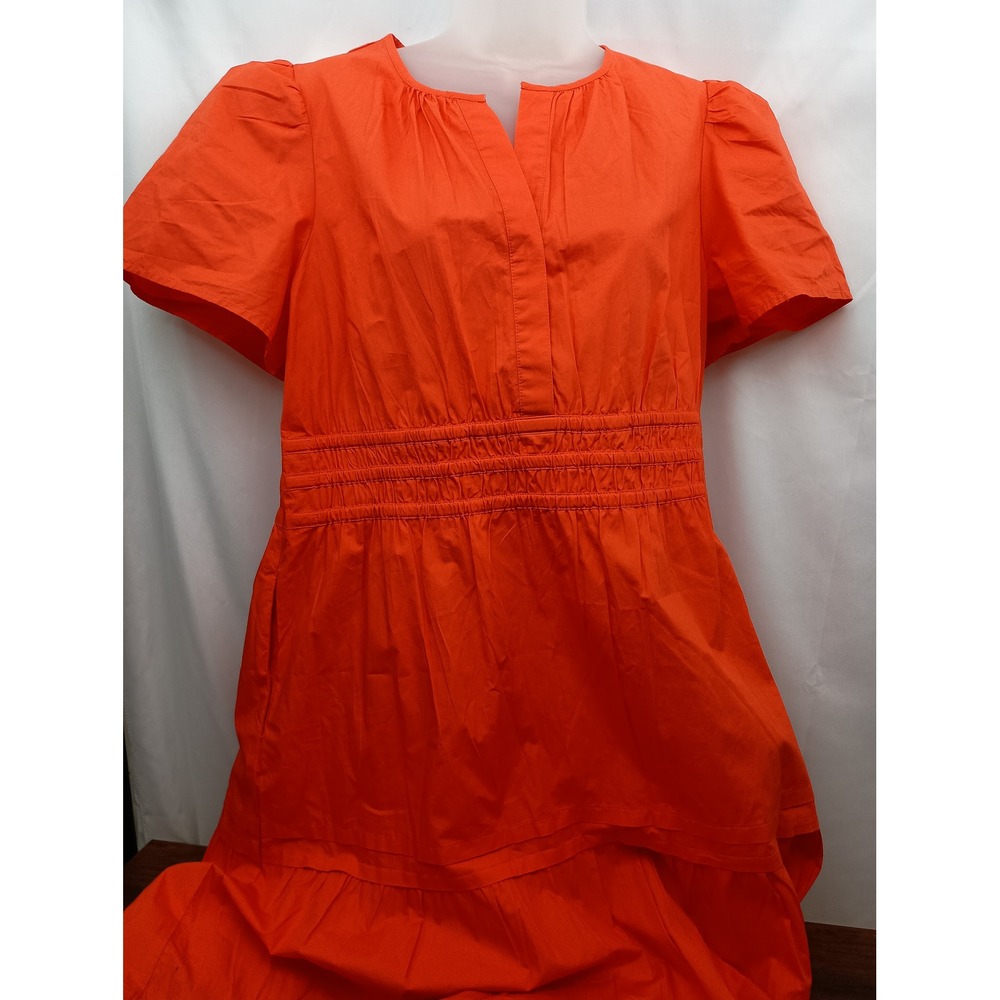 Quince nwt M orange 100% Organic Cotton Poplin Tiered Maxi Dress boho vacation - Picture 4 of 8